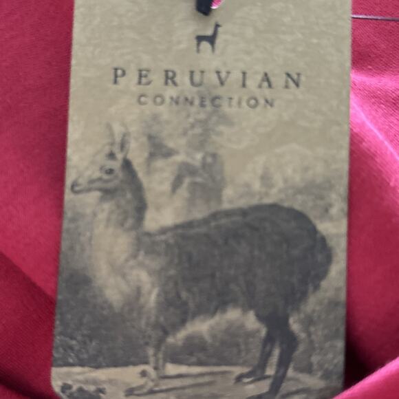 PERUVIAN CONNECTION 2-Piece Skirt & Top Set NWT Sz M Red Pima Cotton Knit - Picture 9 of 9